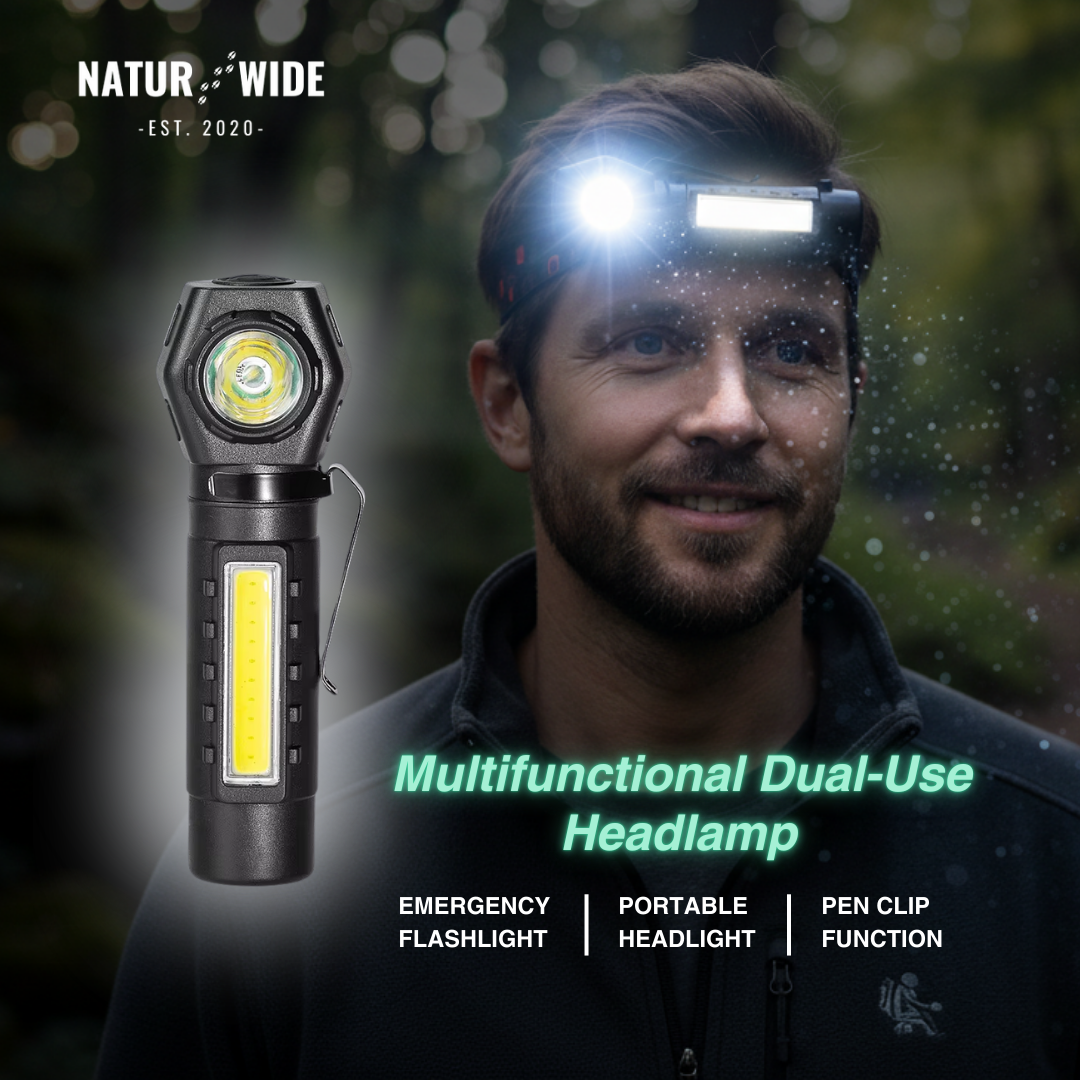 Multifunctional 2-in-1 LED flashlight & headlamp
