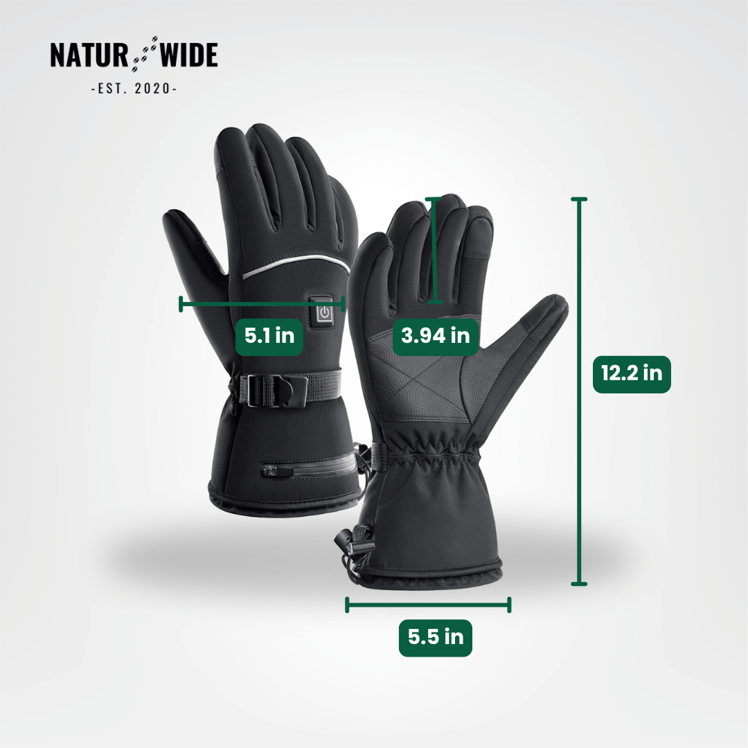 Heated Gloves – 6000mAh Battery, 3 Heat Levels, Waterproof & Windproof