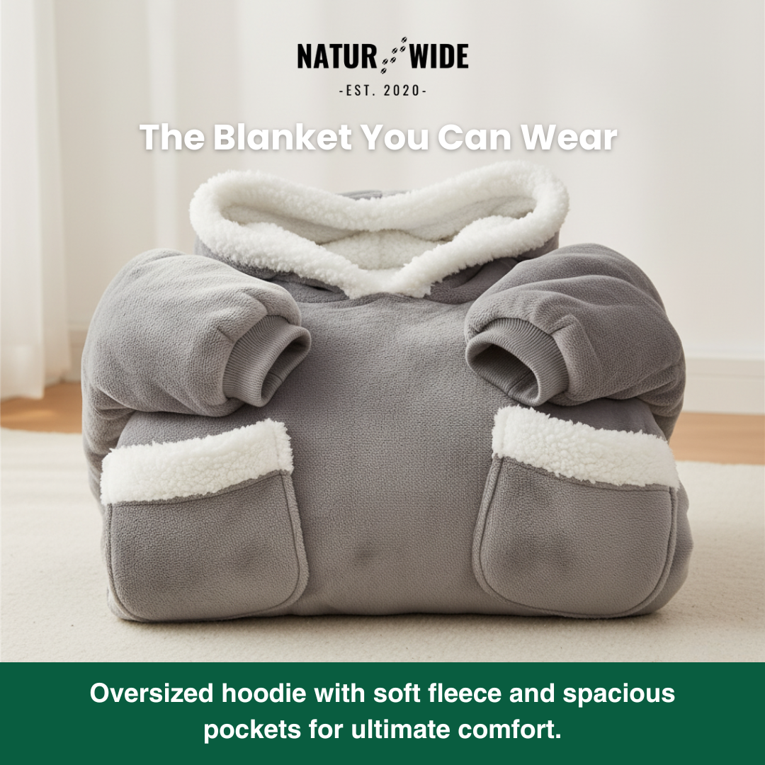 Oversized Flannel Blanket Hoodie – Wearable Blanket with Sleeves & Hood