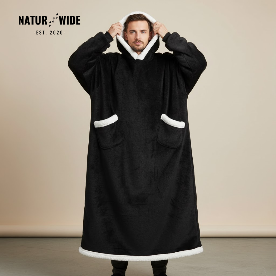 Oversized Flannel Blanket Hoodie – Wearable Blanket with Sleeves & Hood