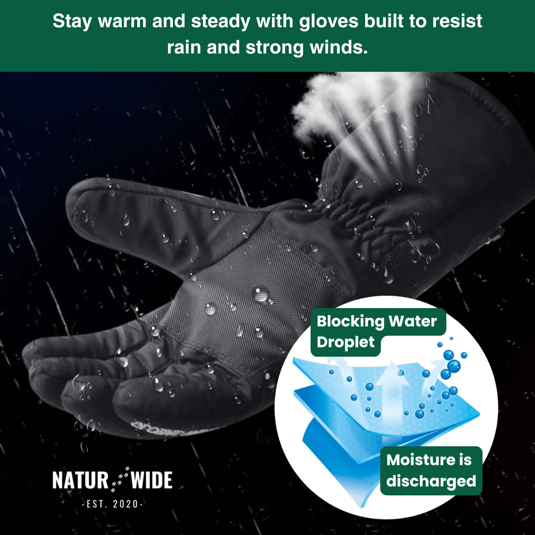 Heated Gloves – 6000mAh Battery, 3 Heat Levels, Waterproof & Windproof