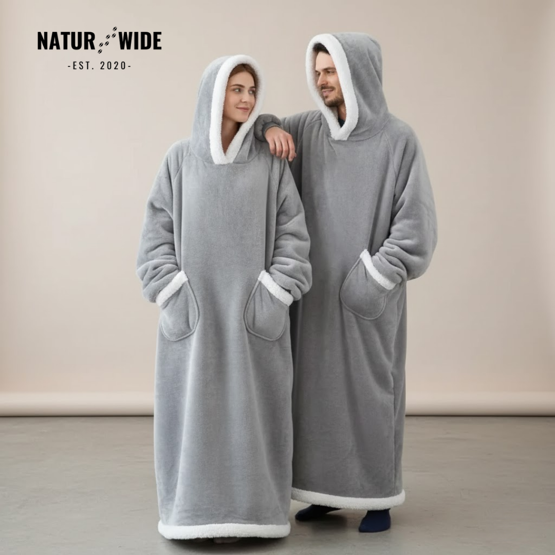 Oversized Flannel Blanket Hoodie – Wearable Blanket with Sleeves & Hood