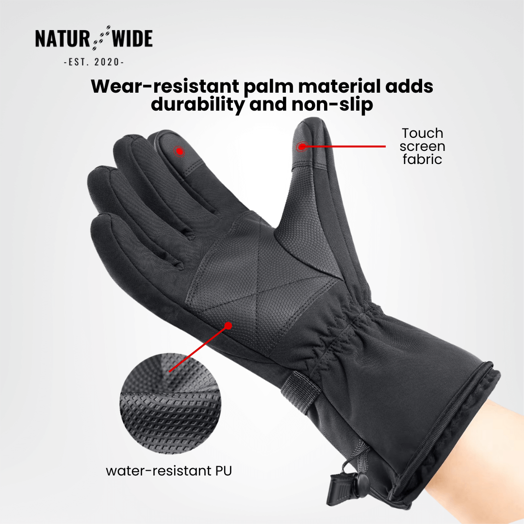 Heated Gloves – 6000mAh Battery, 3 Heat Levels, Waterproof & Windproof
