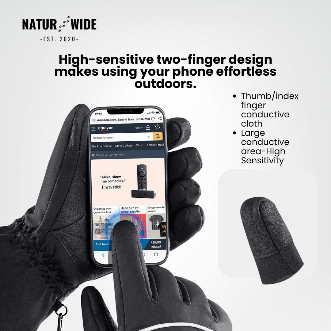Heated Gloves – 6000mAh Battery, 3 Heat Levels, Waterproof & Windproof