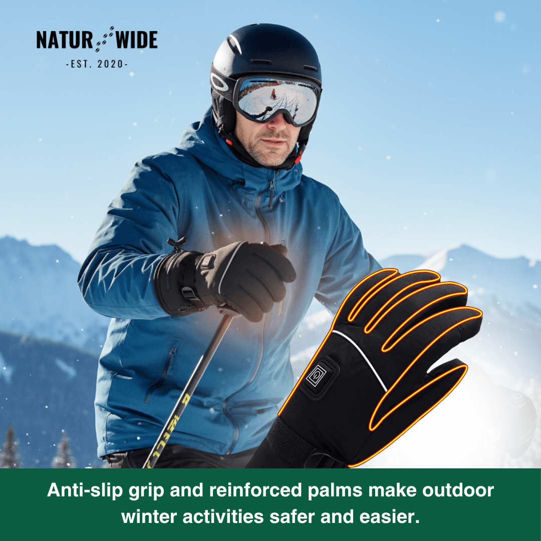 Heated Gloves – 6000mAh Battery, 3 Heat Levels, Waterproof & Windproof