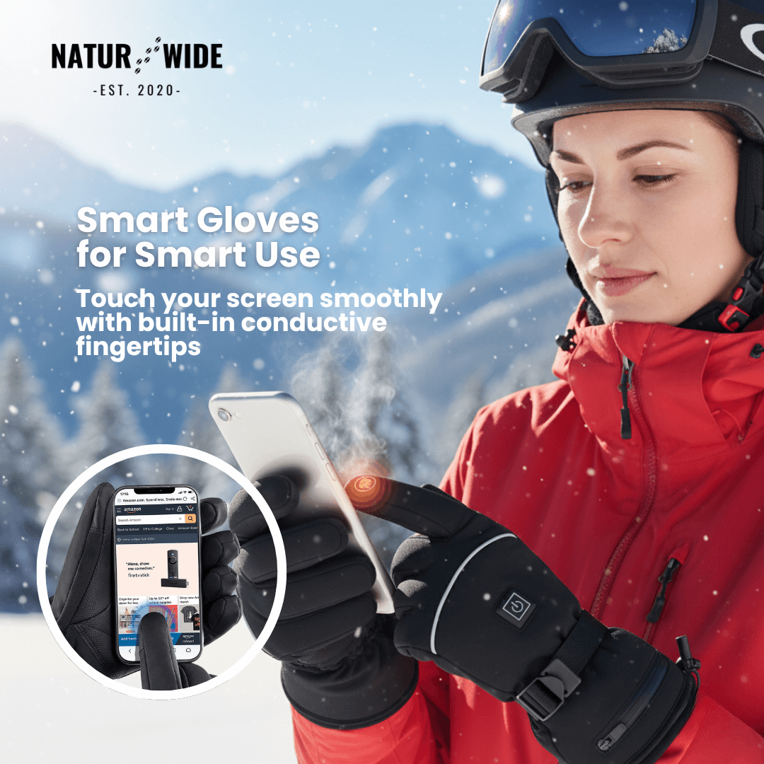 Heated Gloves – 6000mAh Battery, 3 Heat Levels, Waterproof & Windproof