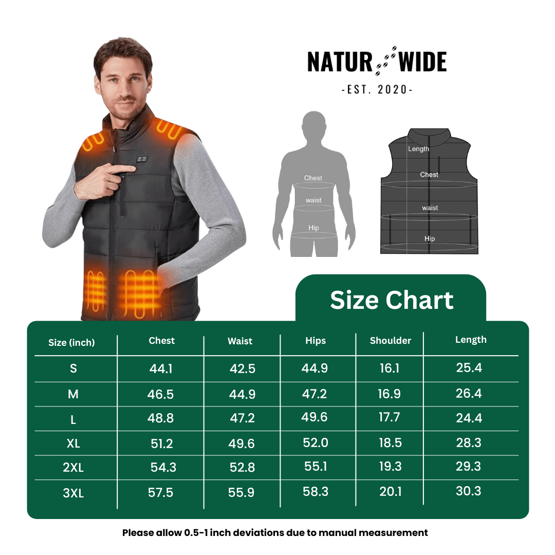 Heated Vest – 9 Heating Zones, USB Rechargeable & Waterproof