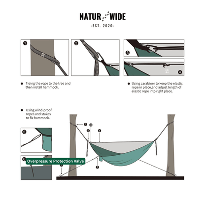 Camping Hammock with Mosquito Net, Rain Fly Tarp & Carry Bag