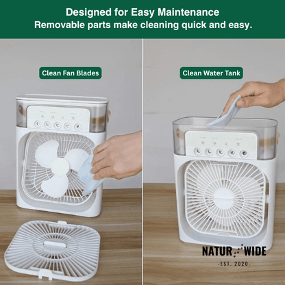 3-in-1 USB Air Cooler Fan – Humidifier & 7-Color LED Night Light