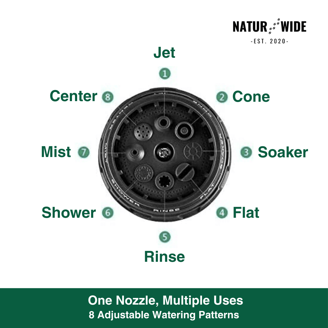 Garden Hose Nozzle 8-in-1 – Non-Slip & Versatile