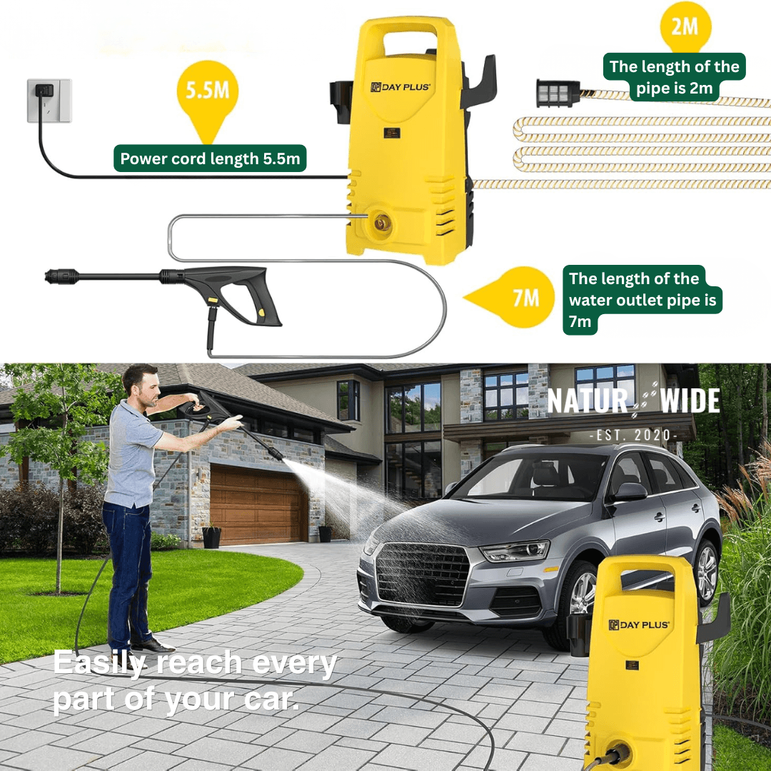 900W Electric Pressure Washer – 7m Hose, Adjustable Nozzle