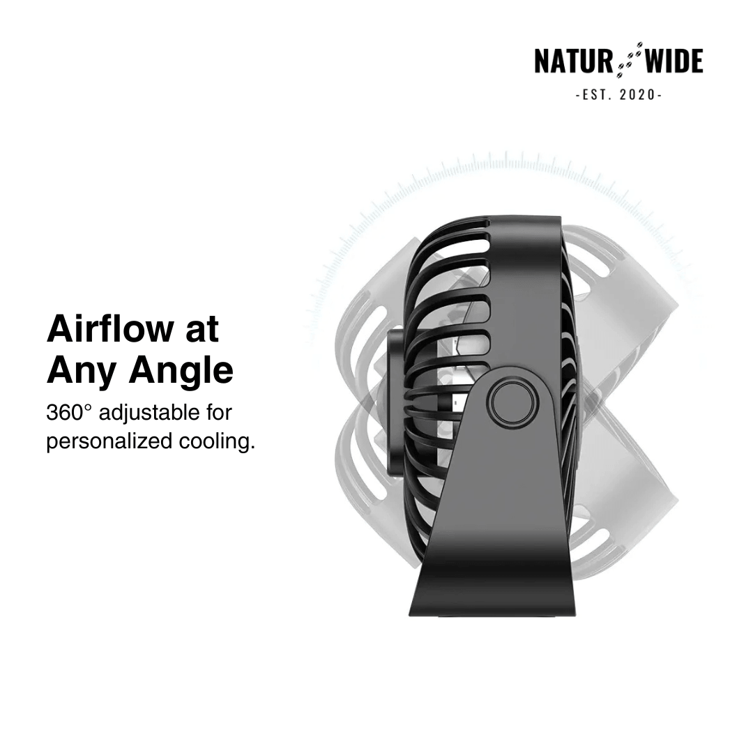 USB Mini Desk Fan – 4-Inch Portable 3-Speed 360° Adjustable Fan