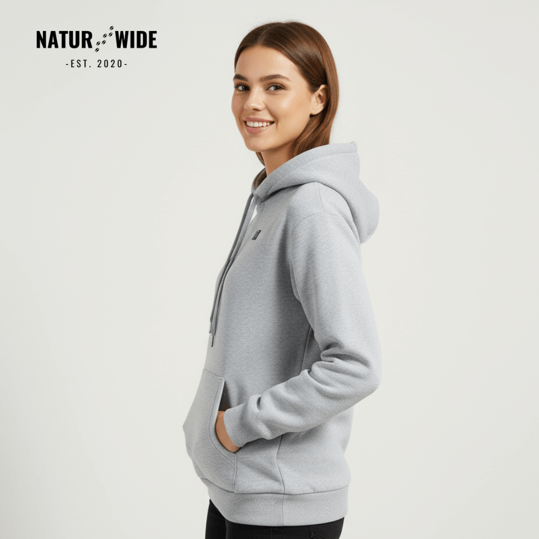 USB Heated Hoodie – Unisex Cotton Zip-Up with Thick Wool Lining
