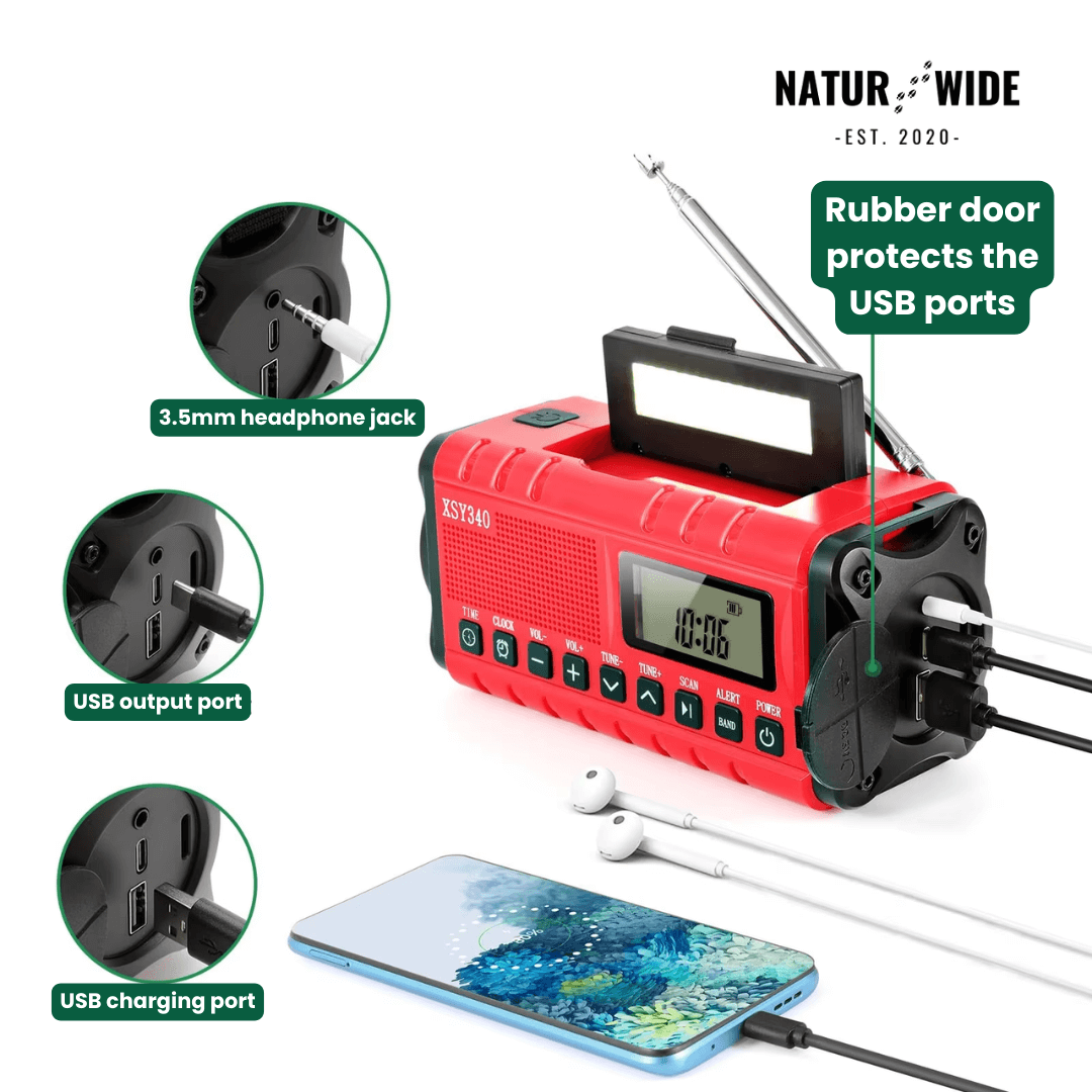 Emergency Crank Radio 10000mAh – Solar, Flashlight & SOS Alarm