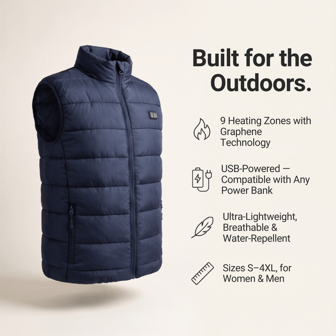 Heated Vest – 9 Heating Zones, USB Rechargeable &amp; Waterproof