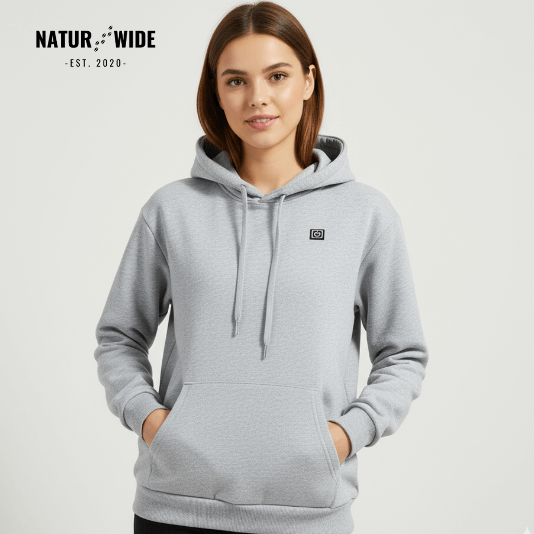 USB Heated Hoodie – Unisex Cotton Zip-Up with Thick Wool Lining