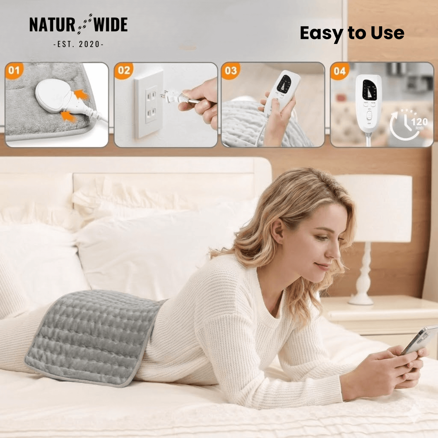 Electric Heating Blanket – Heat Pad for Back, Belly & Legs with 6 Temperature Levels