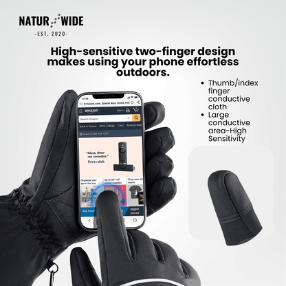 Heated Gloves – 6000mAh Battery, 3 Heat Levels, Waterproof & Windproof