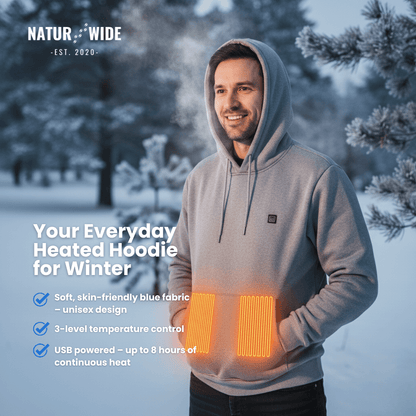 USB Heated Hoodie – Unisex Cotton Zip-Up with Thick Wool Lining