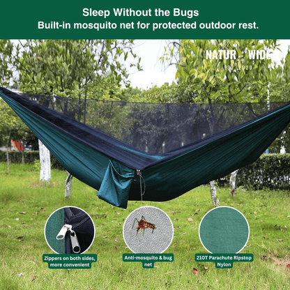 Camping Hammock with Mosquito Net, Rain Fly Tarp & Carry Bag