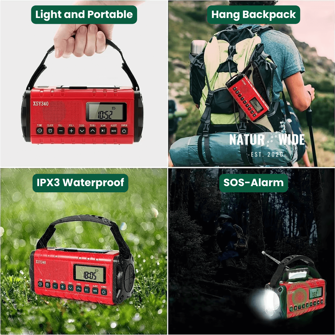 Emergency Crank Radio 10000mAh – Solar, Flashlight & SOS Alarm