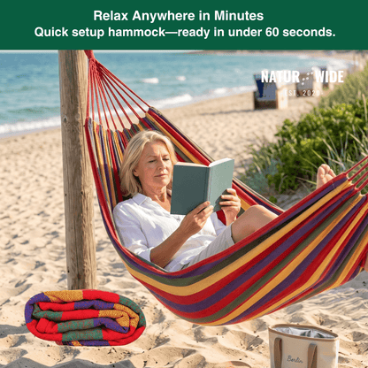 Striped Canvas Hammock – Single & Double Outdoor Sleeping Swing