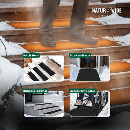 Heated Snow Melting Mat - Non-Slip Stair &amp; Walkway Heater