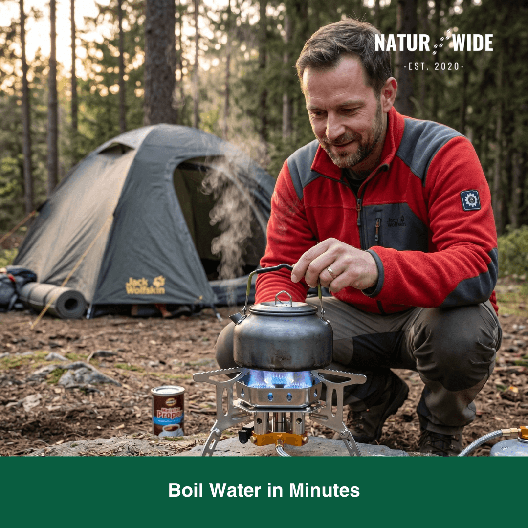 3-Head 5800W Folding Gas Camping Stove – Portable Backpacking Burner