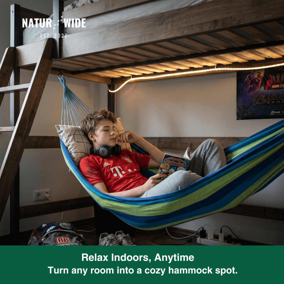 Striped Canvas Hammock – Single & Double Outdoor Sleeping Swing