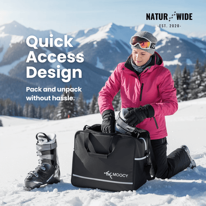 2-Piece Ski Bag Set – Ski Carrier &amp; Boot Bag Combo (Adjustable up to 80")