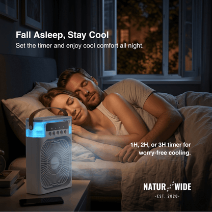 3-in-1 USB Air Cooler Fan – Humidifier & 7-Color LED Night Light