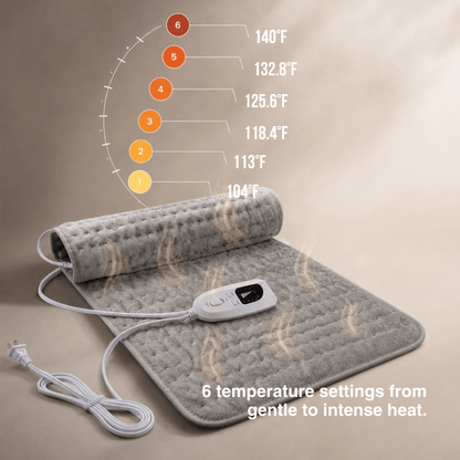 Electric Heating Blanket - Heat Pad for Back, Belly &amp; Legs with 6 Temperature Levels