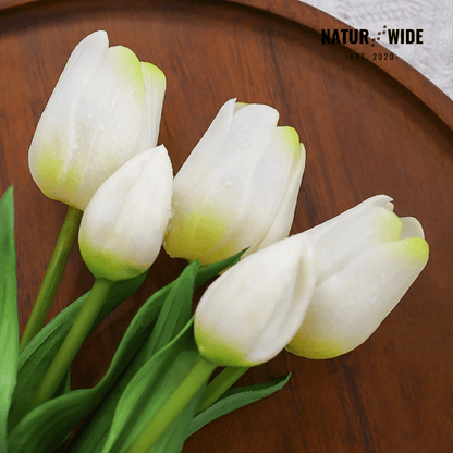 5-Piece Bundle Artificial Tulips – Realistic Faux Flowers