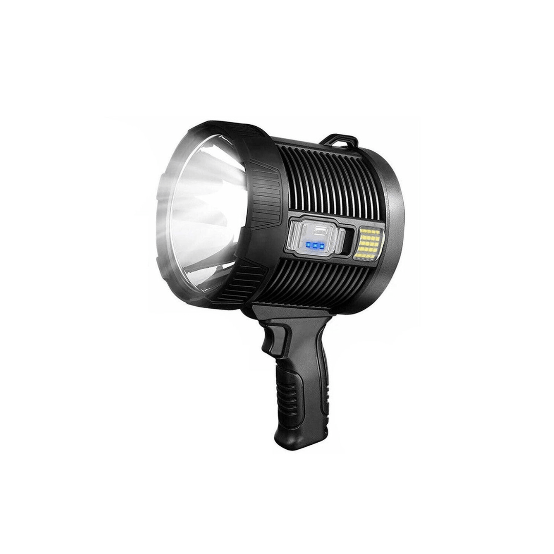 Rechargeable LED Spotlight Flashlight – 900000 Lumens, Solar & USB