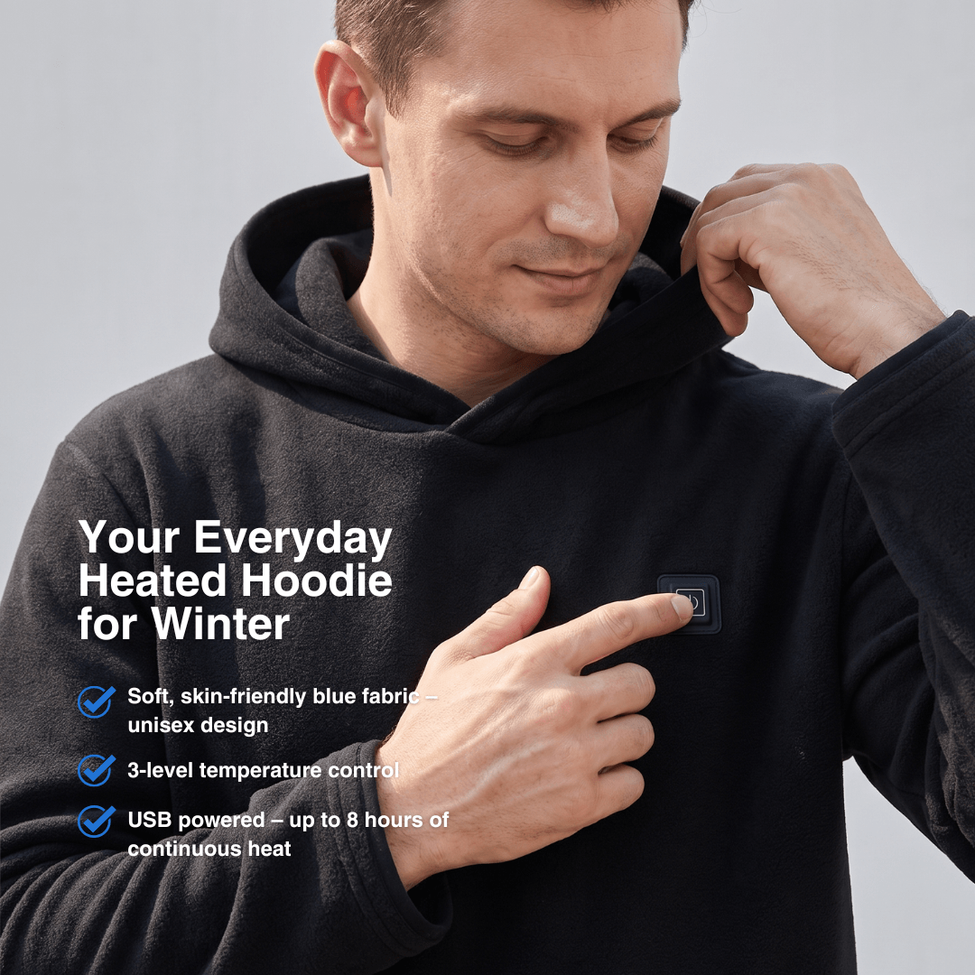 USB Heated Hoodie – Unisex Zip-Up with Thick Wool Lining