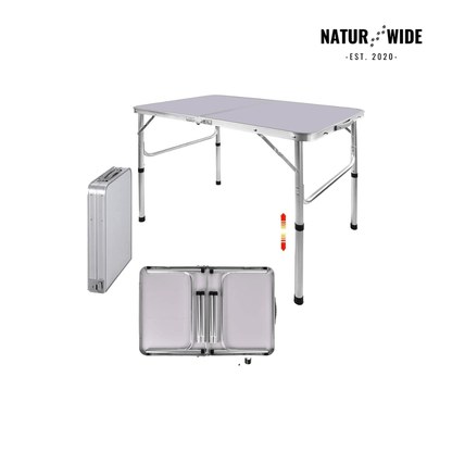 Adjustable Height Folding Camping Table – Portable Aluminum Picnic Desk