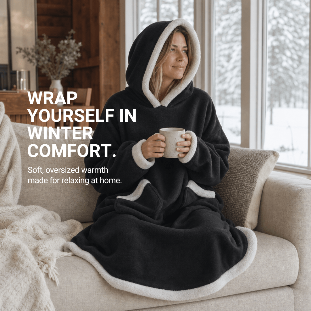 Oversized Flannel Blanket Hoodie with Hood – view 16