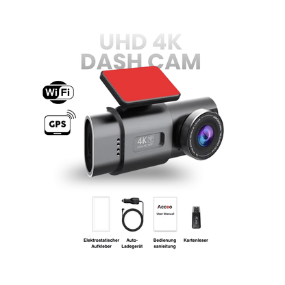 4K Dash Cam with Night Vision, Wi-Fi, GPS & 24H Parking Monitor