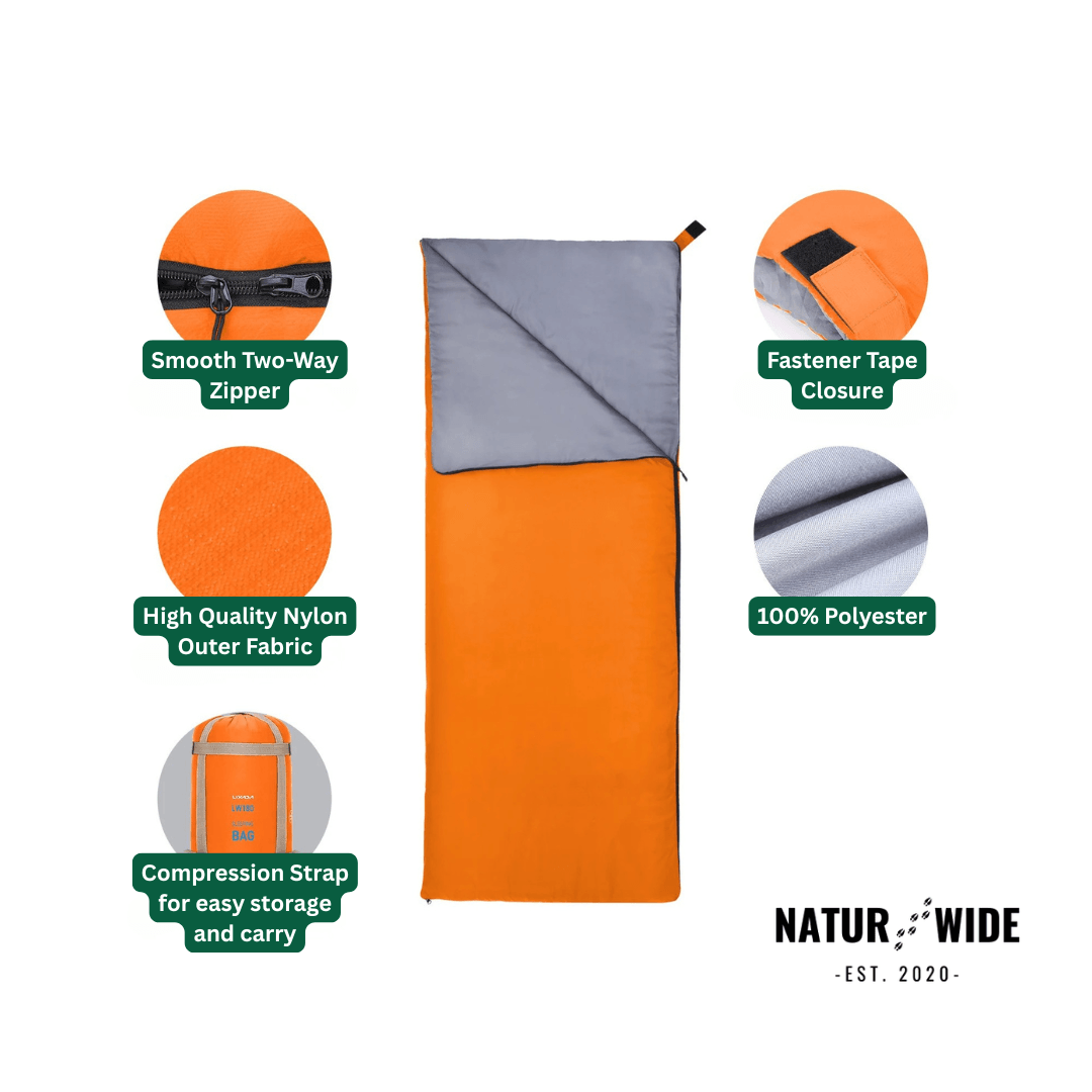 Ultralight Envelope Sleeping Bag – 3-Season Camping & Travel