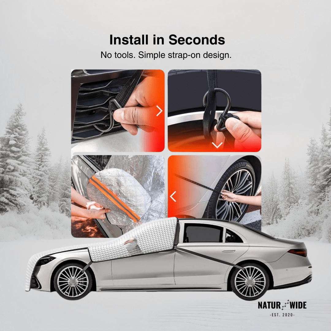 Car Windshield Snow Cover – Frost &amp; Sun Protection for Sedans &amp; SUVs