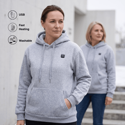 USB Heated Hoodie – Unisex Zip-Up with Thick Wool Lining