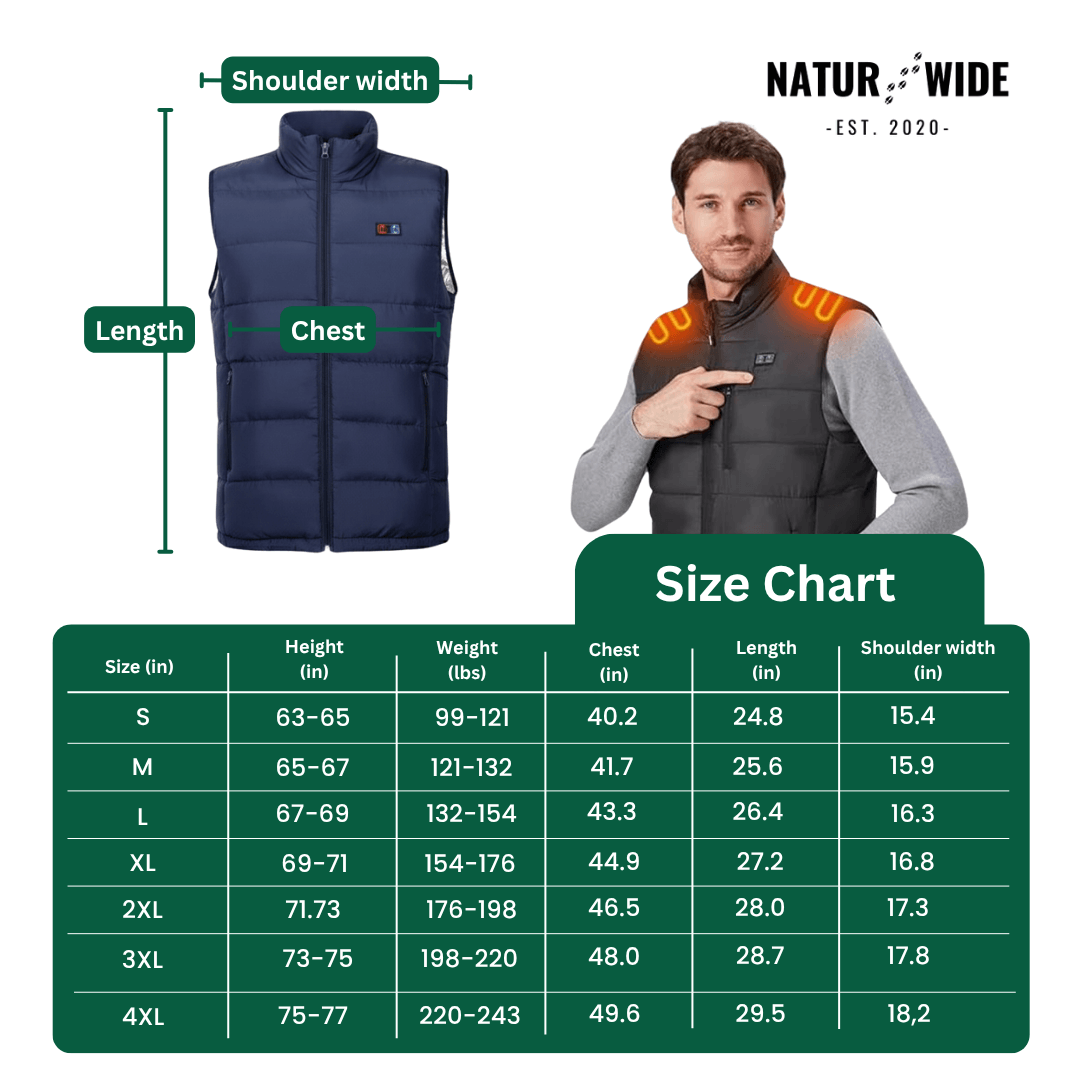 Heated Vest – 9 Heating Zones, USB Rechargeable &amp; Waterproof