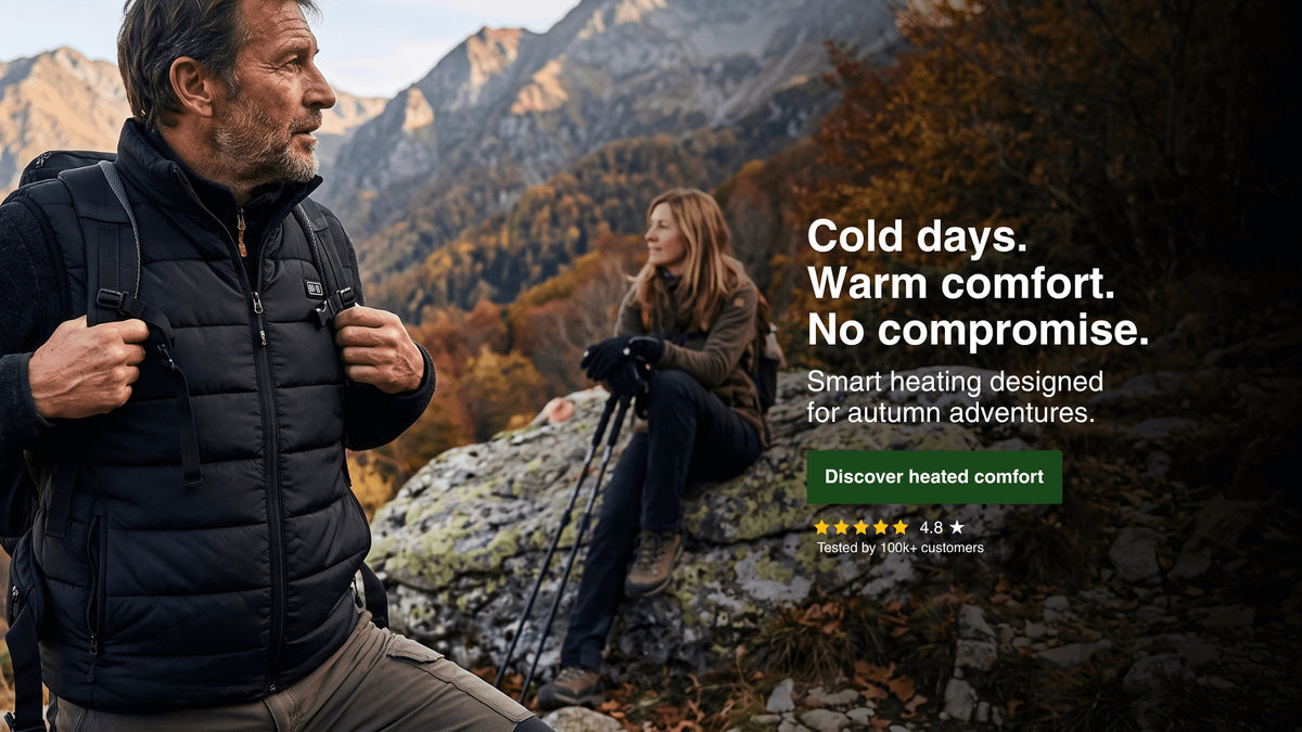 Heated vest on an autumn hike