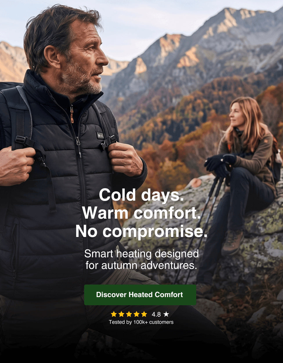 Heated vest on an autumn hike