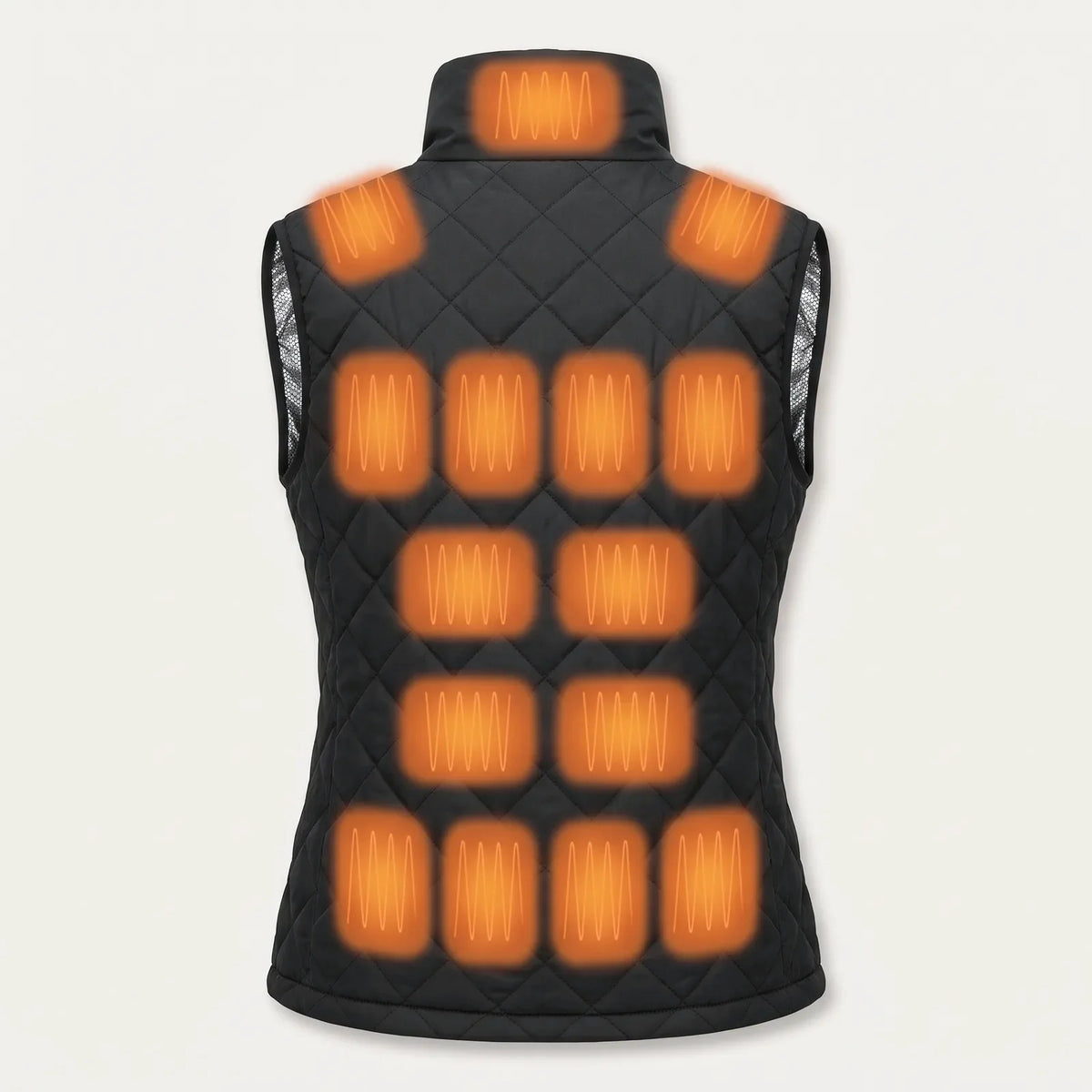 Back heating zones of the women's vest: shoulders, back and lower back