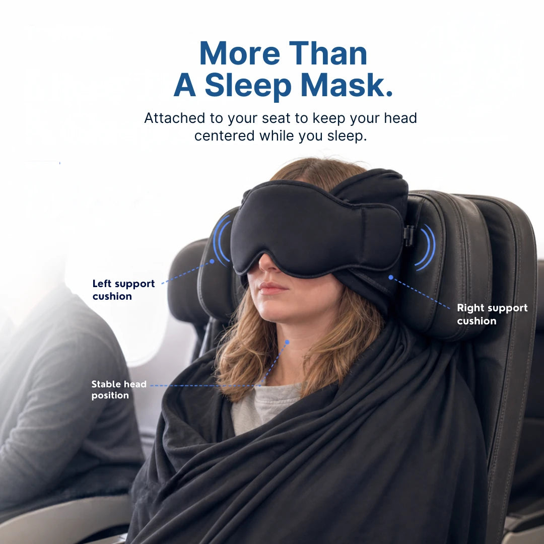 More than a sleep mask: Snoozle attaches to the seat and supports the head on both sides